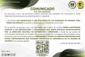 COMUNICADO E.A. NRO 001/2024 ASIGNATURAS A SER EVALUADAS